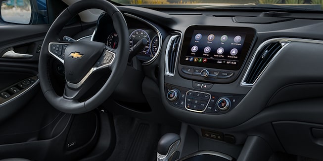 The Passenger Perspective of the Instrument Cluster, Steering Wheel, & Infotainment System of the 2023 Malibu