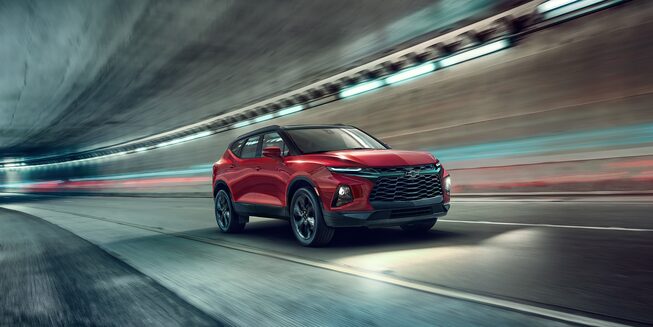 2022 Chevrolet Blazer Passenger Side Driving Shot View.