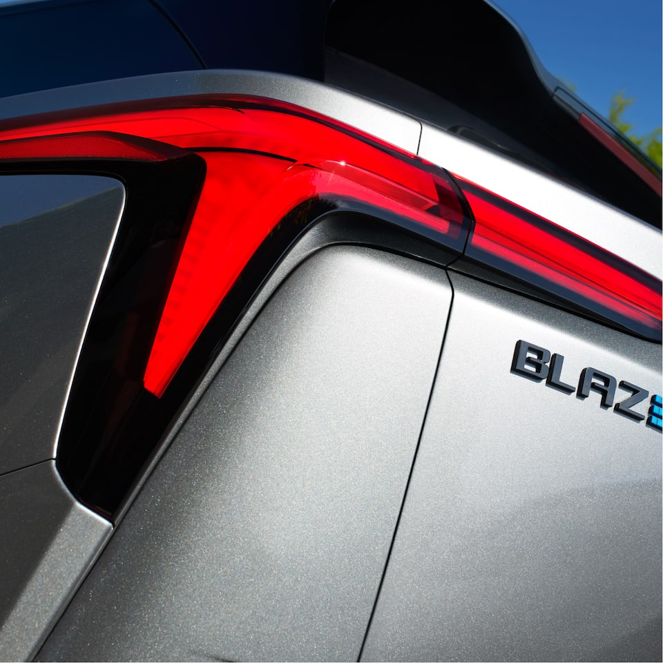 Exterior rear view of the 2024 Chevrolet Blazer EV.