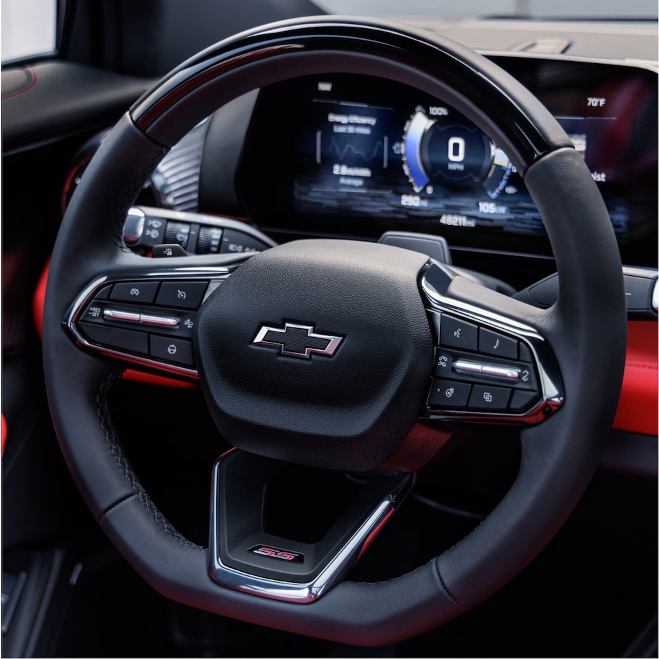 2024 Chevrolet Blazer EV front interior featuring steering wheel