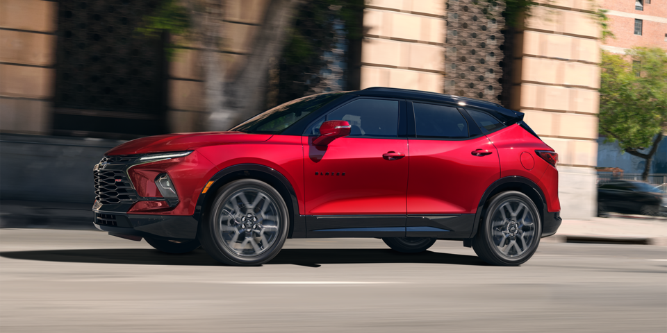 Left profile view of the 2024 Blazer sporty SUV.