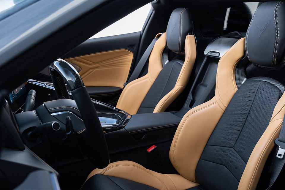 Le design des sièges de la Chevrolet Corvette E-Ray 2024.