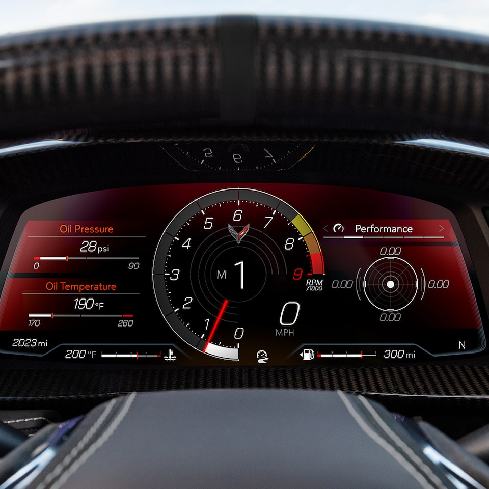 The instrument cluster of the Chevrolet Corvette Z06.