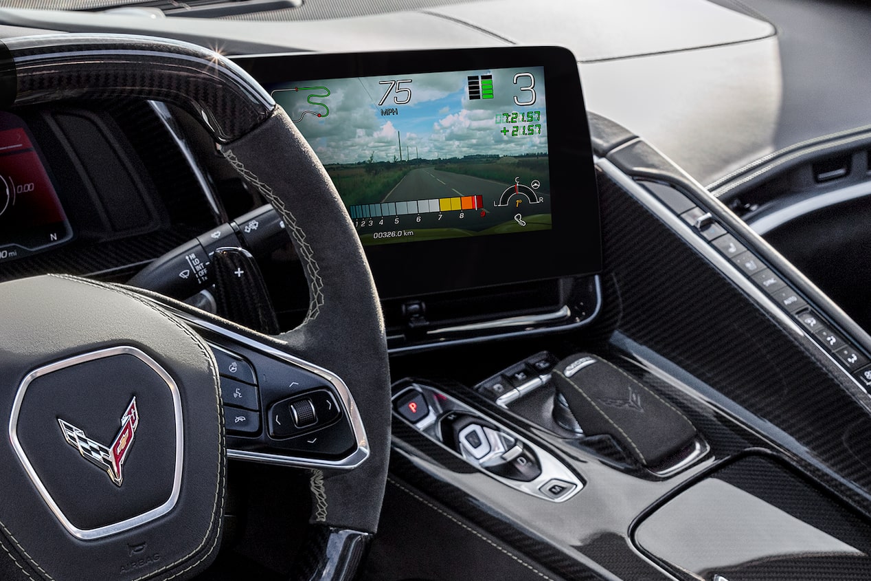 The massive & driver-focused Infotainment Center of the Corvette Z06.