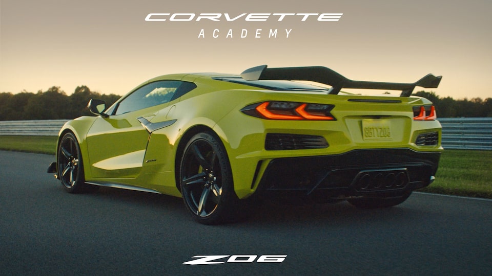 The 2024 Chevrolet Corvette Z06 parking on a track.