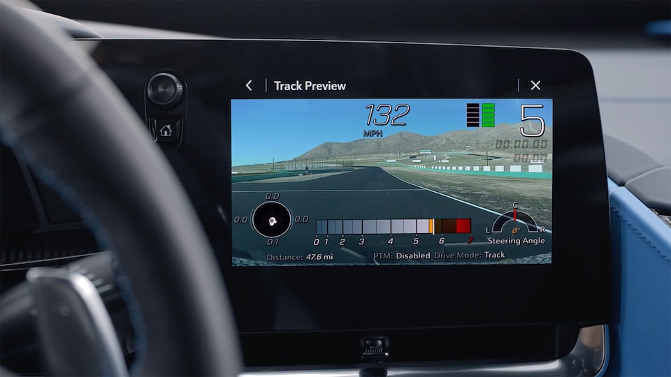 Close-up of the infotainment screen on the 2025 Chevrolet Corvette Sting