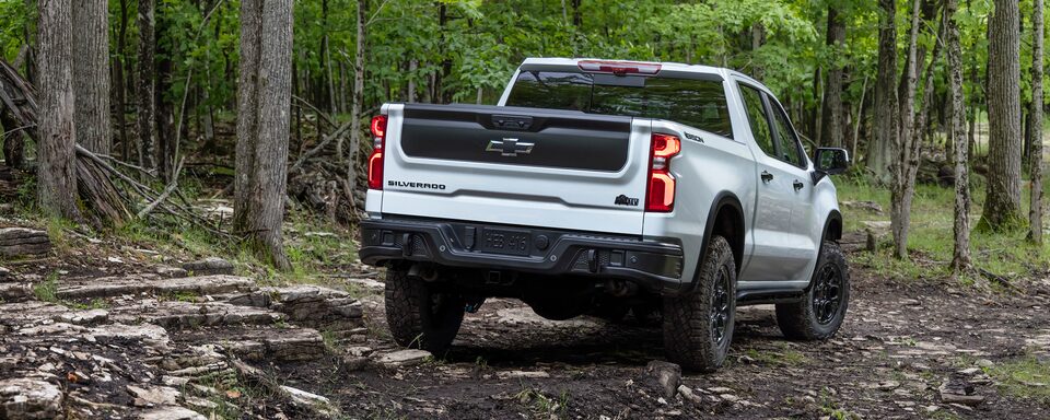 Exterior rear view of the 2023 Silverado ZR2 Bison Edition.