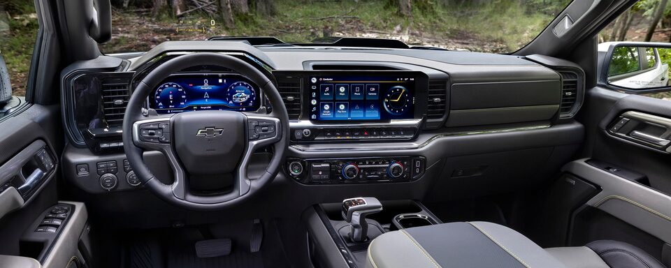 Interior view of the 2023 Silverado ZR2 Bison Edition.