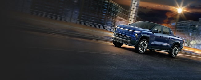 Chevrolet Silverado EV: exterior front and side view.