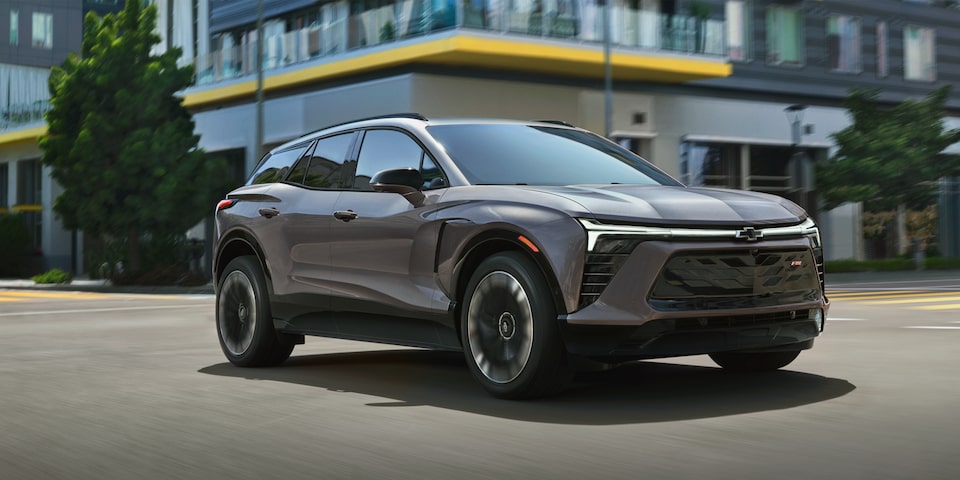 The Chevrolet Blazer driving on the road.