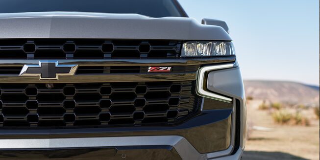 2022 Chevrolet Suburban Closeup of Grill & Intellibeam High Beam Assist.