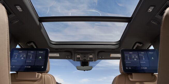 2022 Chevrolet Suburban Interior View of Rear-Seat Media System & Sunroof.
