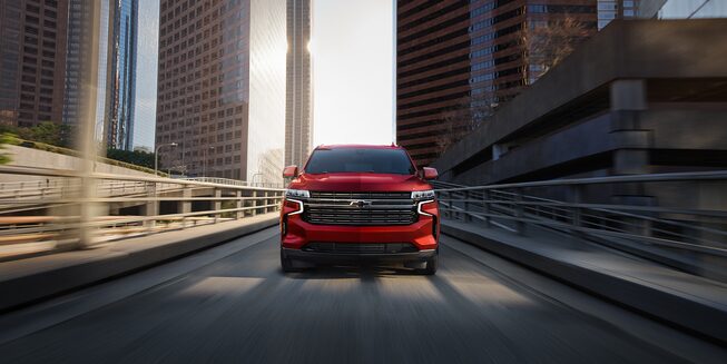 2022 Chevrolet Tahoe Full-Size SUV Exterior Front View Driving.