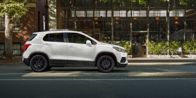 Parked 2022 Chevrolet Trax side profile.