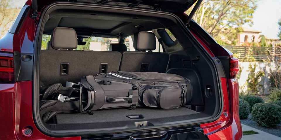 Rear cargo space of the 2023 Chevrolet Blazer.