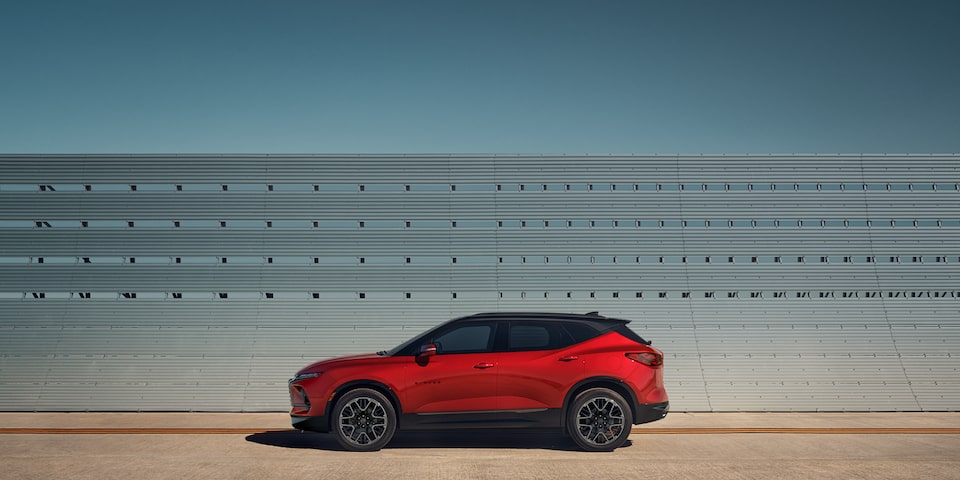2023 Chevrolet Blazer sporty mid-size SUV exterior side view.