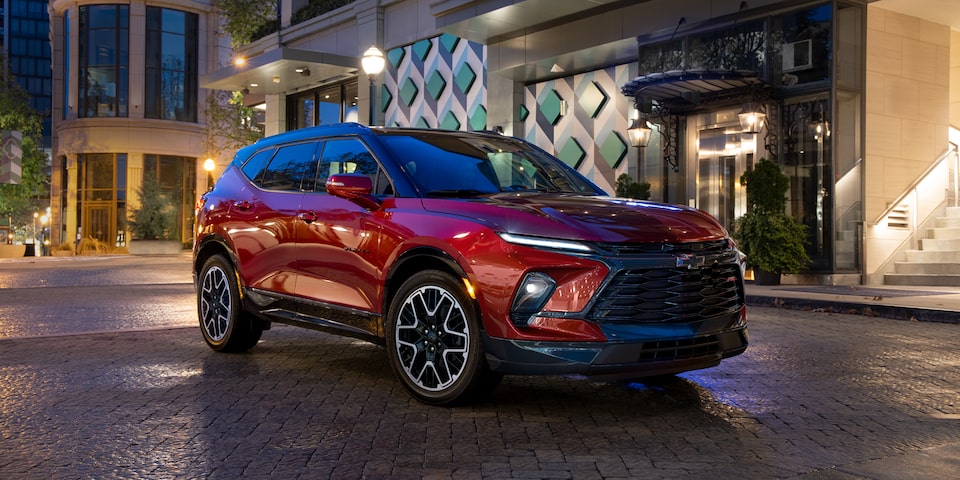 2023 Chevrolet Blazer sporty mid-size SUV parked outside.