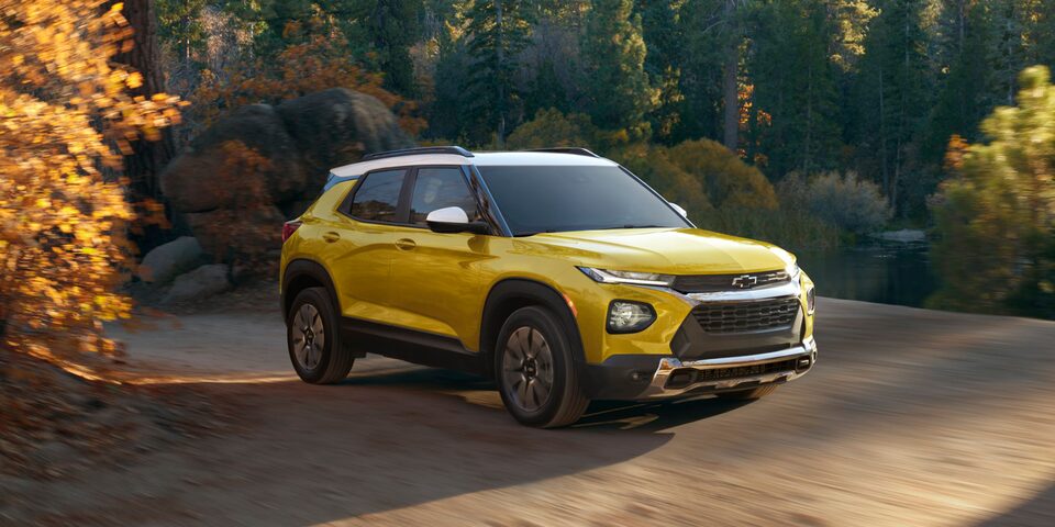 2023 Chevrolet Trailblazer Sporty Small SUV Front Side View Driving.