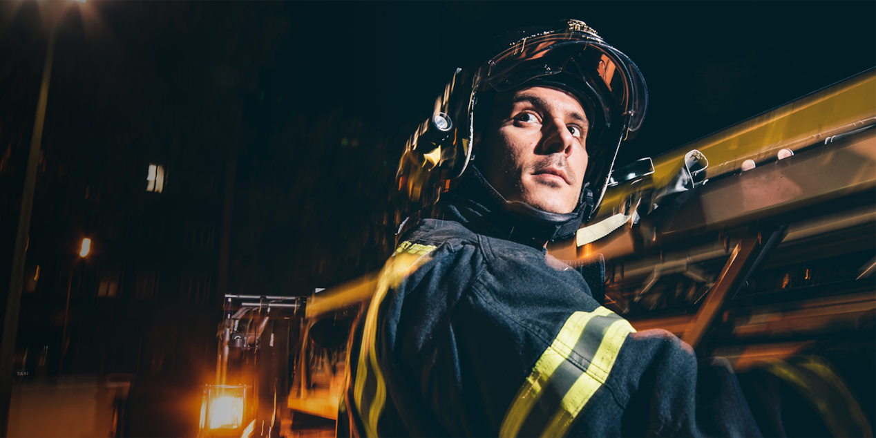 A firefighter eligible for a Chevrolet First Responders special offer.