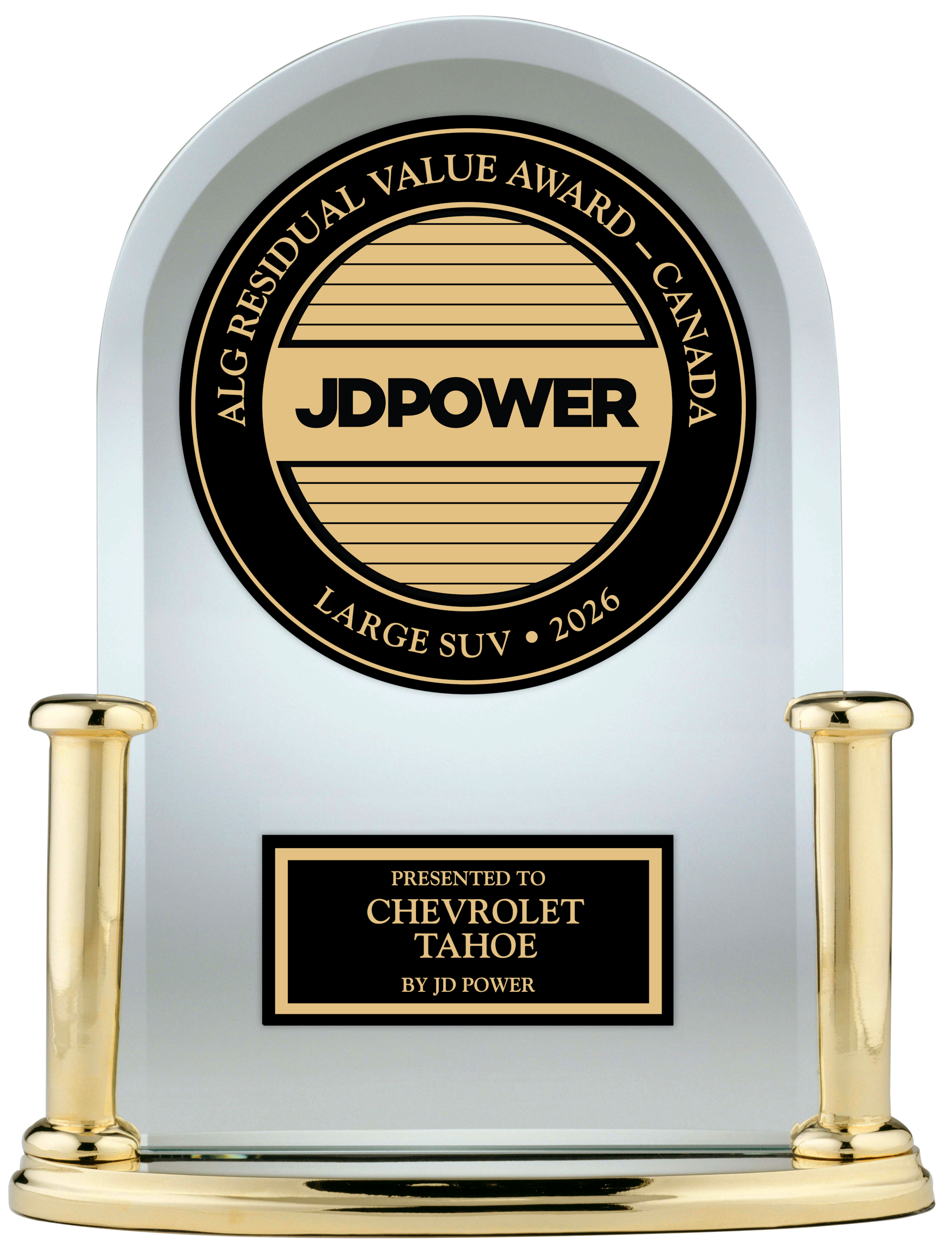 J.D. Power Award trophy for the 2026 Chevrolet Tahoe.