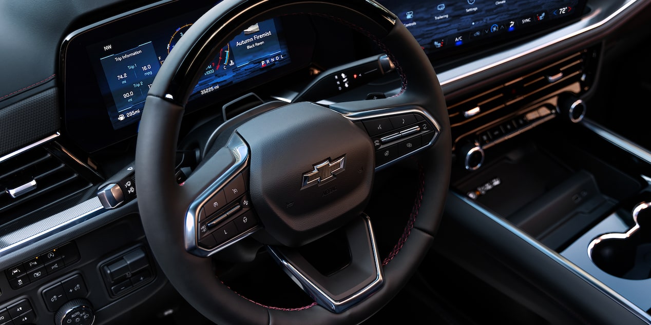 Close-up of the 2026 Chevrolet Tahoe Steering Wheel.