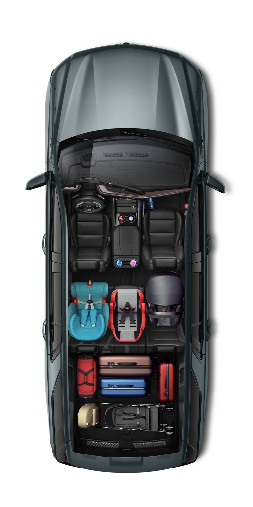 A Top View of the 2026 Chevrolet Tahoe Interior with the Trunk Full of Luggages.
