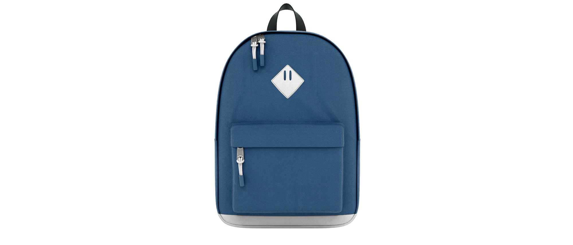 Front view of a Blue Backpack.