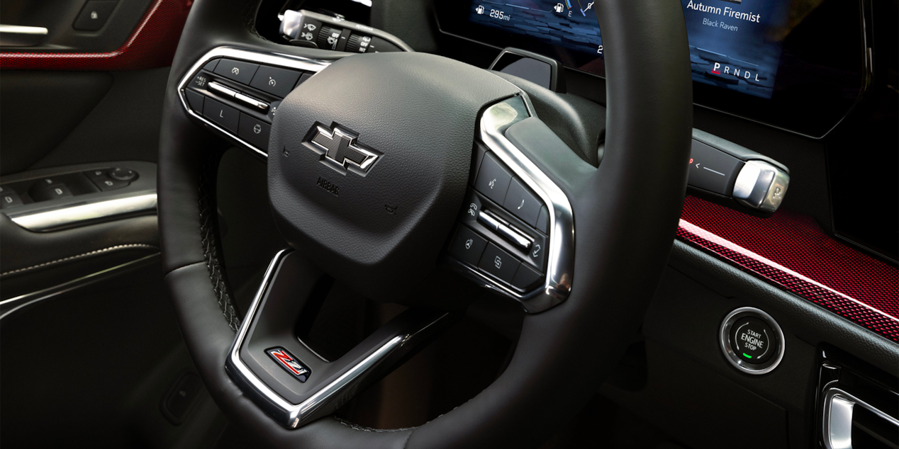 Close Up View of the Steering Wheel Inside the 2026 Chevrolet Traverse.