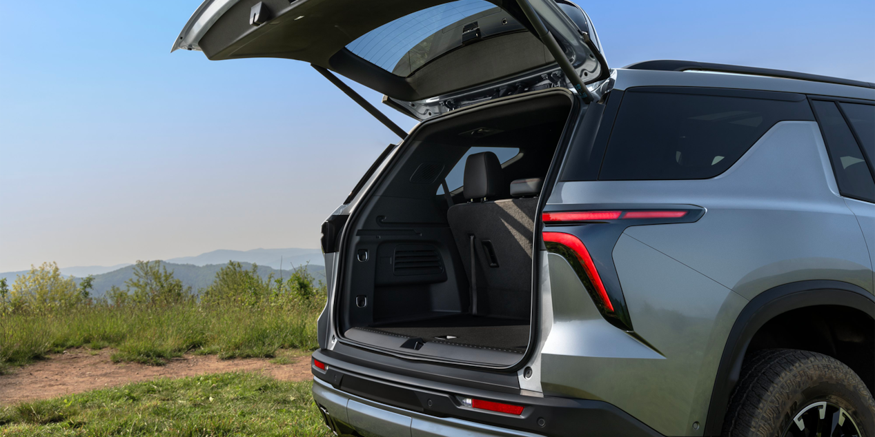 Side View of the Tailgate Door Open on the 2026 Chevrolet Traverse.
