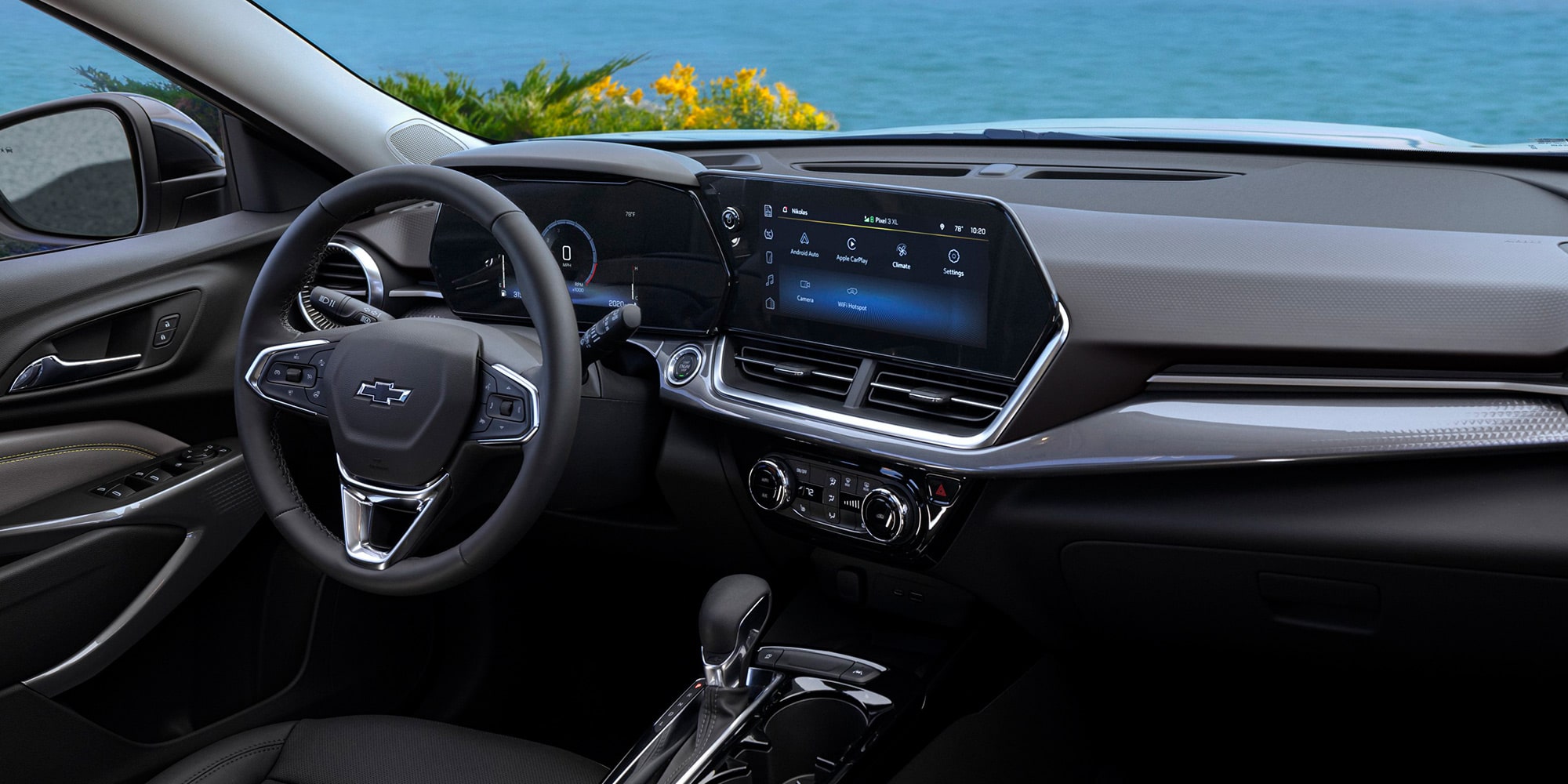 Dashboard and Steering Wheel Inside the 2026 Chevrolet Trax.