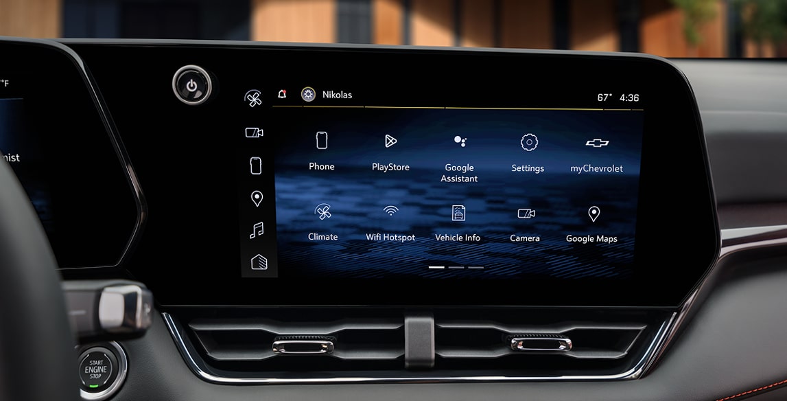 Close-up view of the infotainment screen inside the 2027 Chevrolet Equinox.