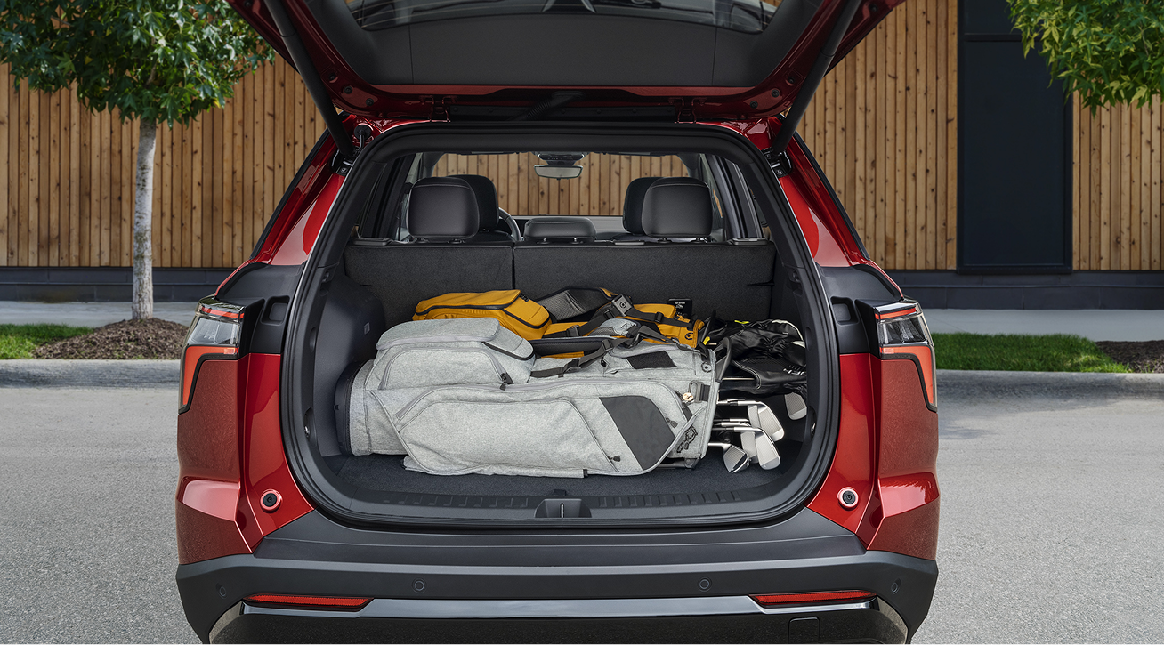Back view of the cargo space of the 2027 Chevrolet Equinox.