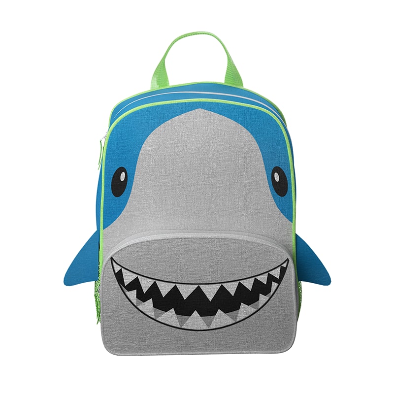 Un sac à dos avec un motif de requin.