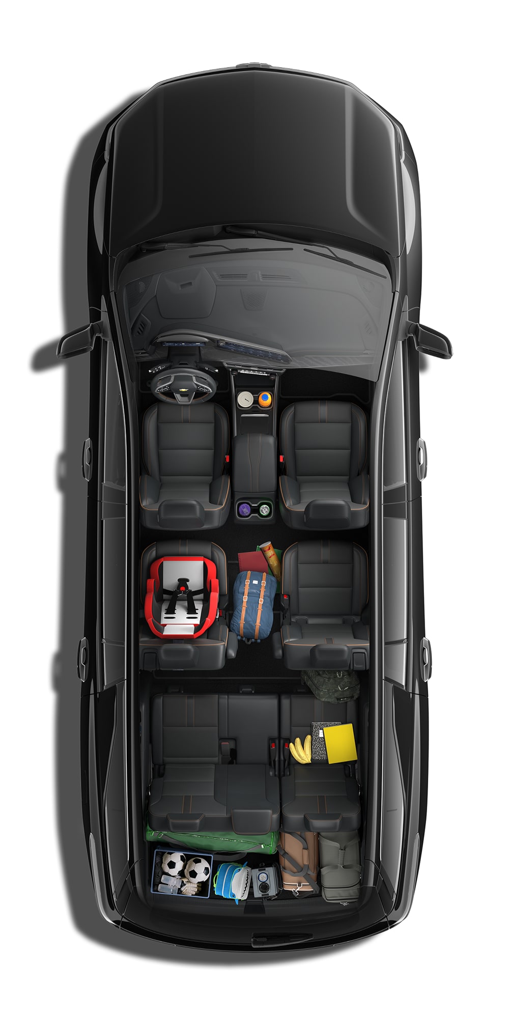 Du matériel lié à l’école est entreposé à l’intérieur de la Chevrolet Traverse 2027.