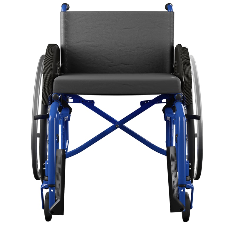 Un fauteuil roulant noir.