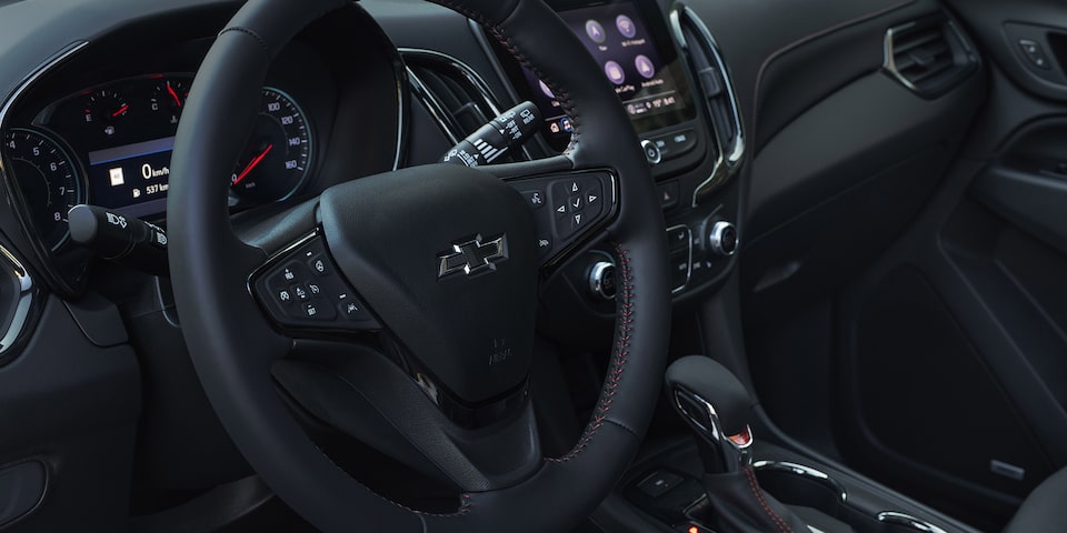 Chevrolet RS trim: Close up of steering wheel.