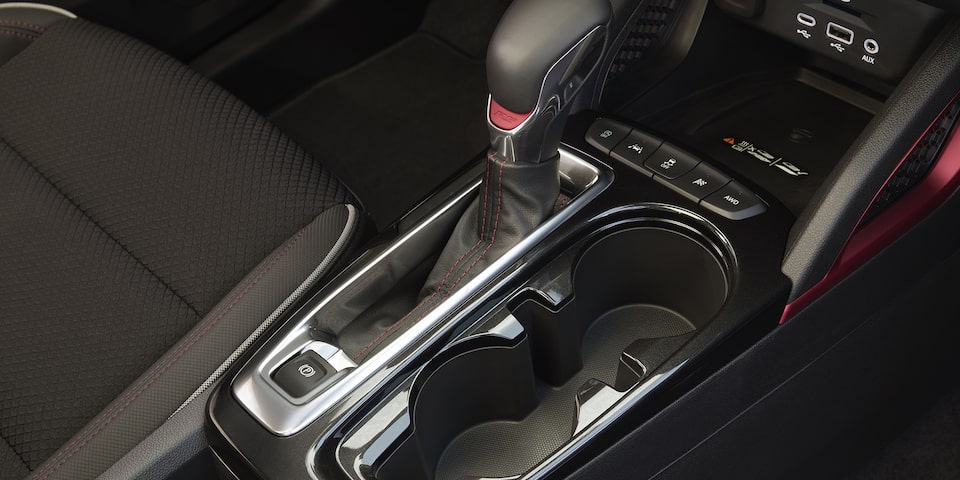 Chevrolet RS trim: Close up of gear shifter.