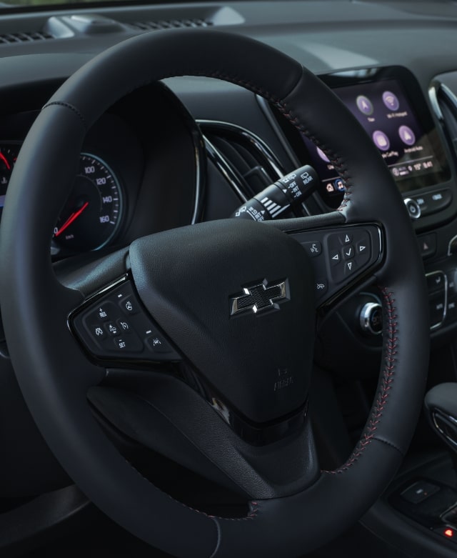 Chevrolet RS trim: Close up of steering wheel.