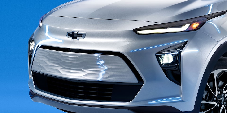  Vue avant de la calandre du Chevrolet Bolt EUV 2022.