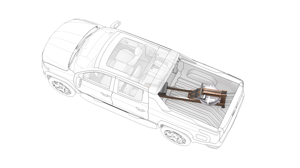 Caisse standard du Silverado EV adaptée aux articles d’une longueur allant jusqu’à 1,8 m.