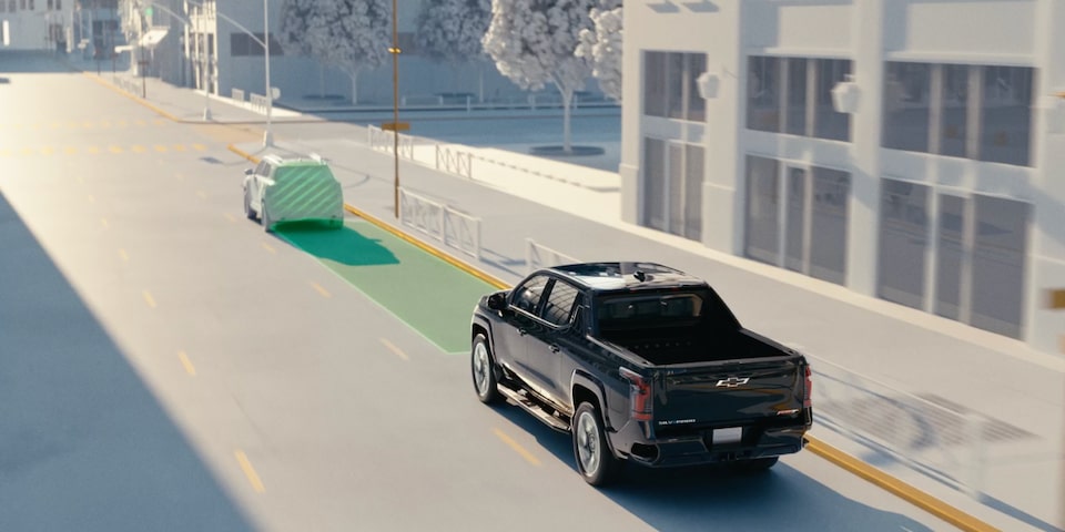 Video showing the Automatic Emergency Braking on the 2025 Chevrolet Silverado EV.