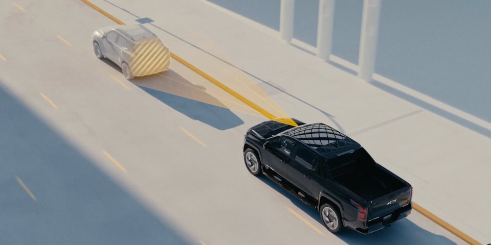 Video showing the Following Distance Indicator on the 2025 Chevrolet Silverado EV.