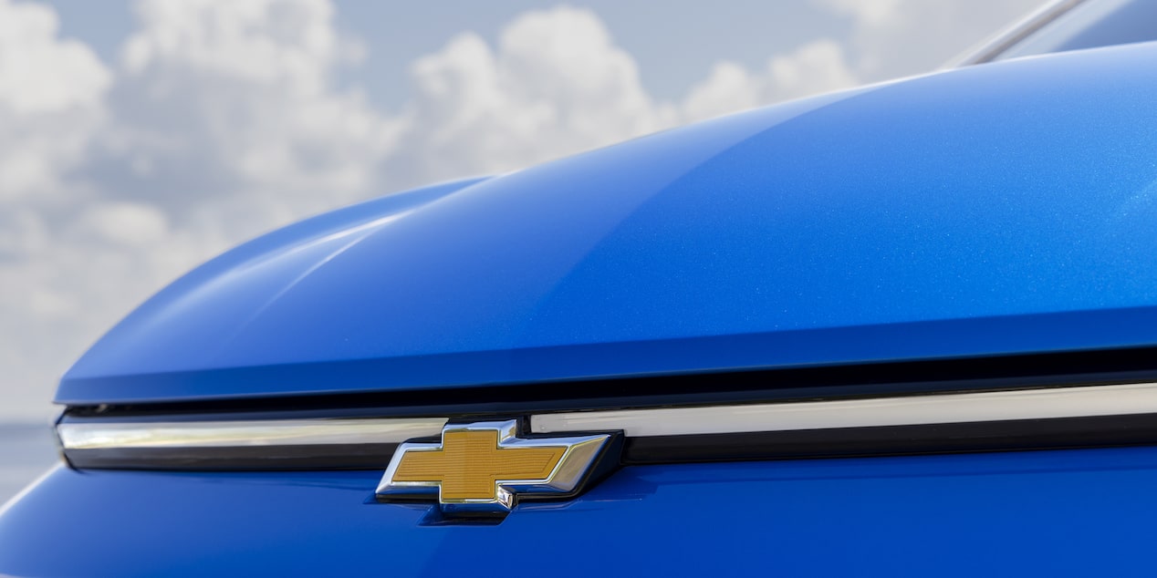 Close-Up of Chevrolet Logo on Hood of the 2026 Chevrolet Equinox EV.