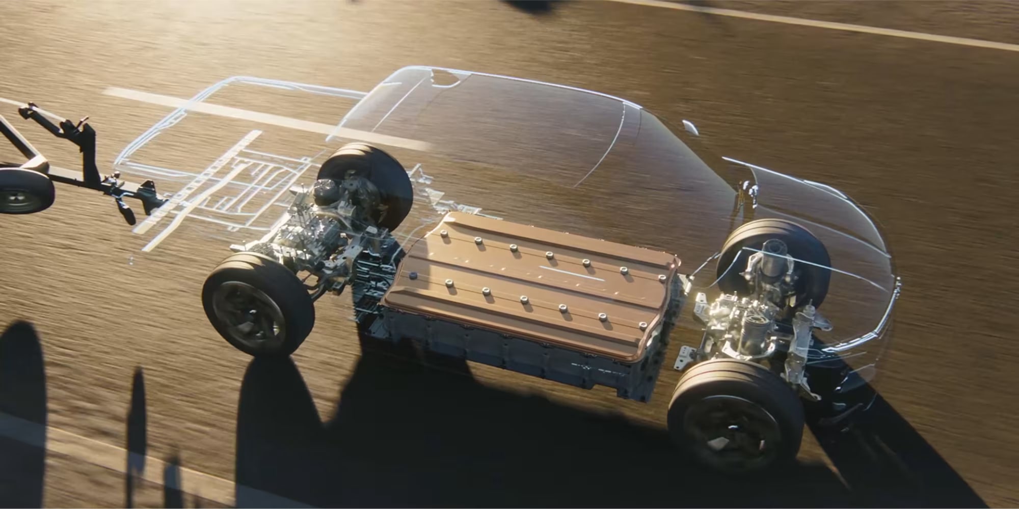 Illustration of the chassis used for the 2026 Chevrolet Silverado EV.