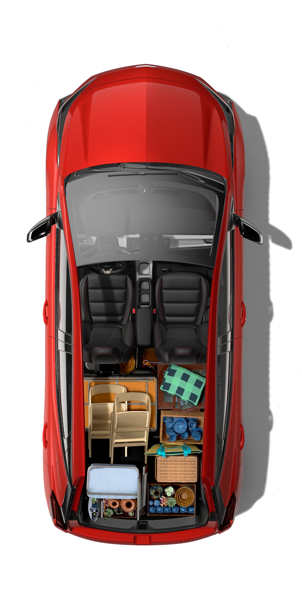 Bird’s-eye view of a 2027 Chevrolet Bolt RS in Habanero