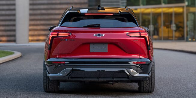 Exterior rear view of the 2024 Chevrolet Blazer EV.