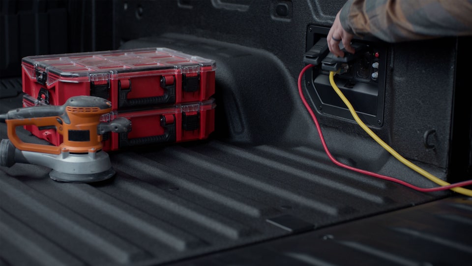 Close up view of the PowerBase Offboard Power on a Chevrolet EV.