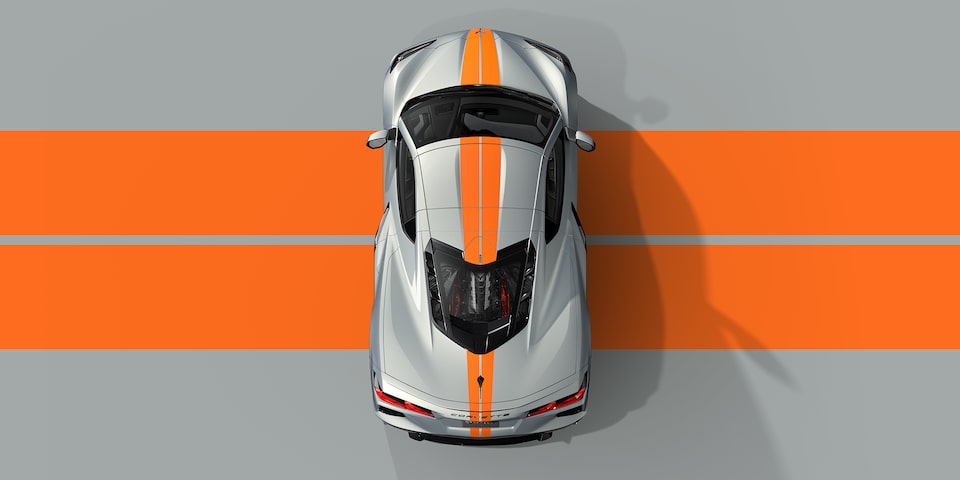 2021 Corvette Full-length dual racing stripes.