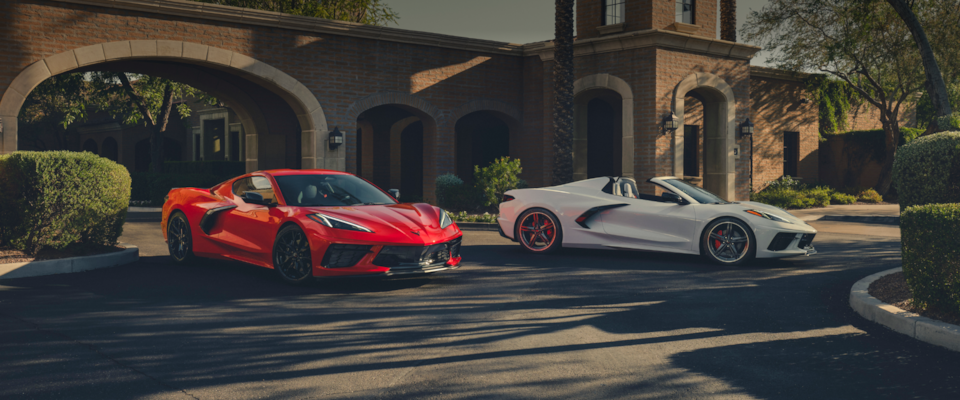 A 2025 Chevrolet Corvette Z06 parked outdoors during dawn.