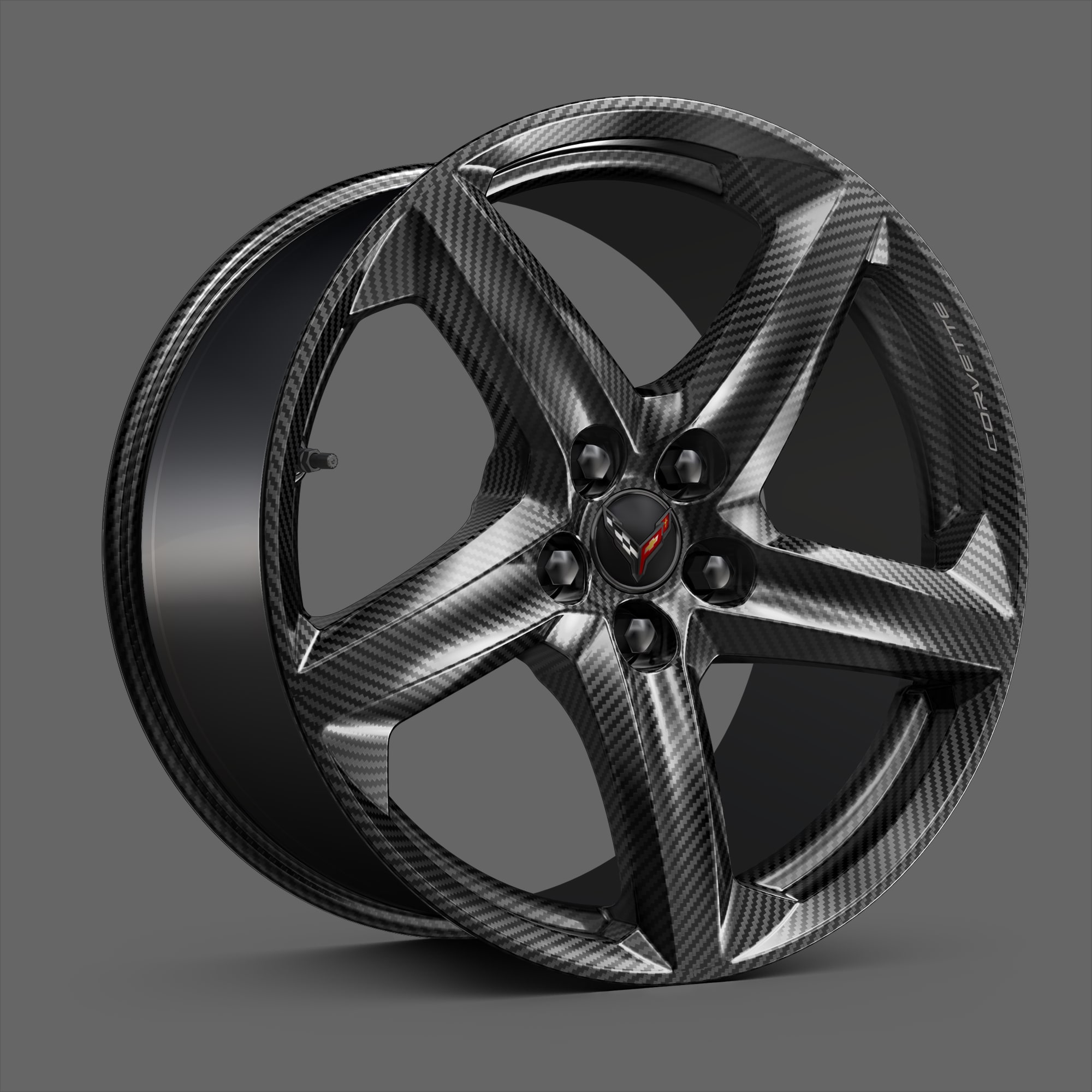 Visible Carbon Fibre wheel of the 2026 Chevrolet Corvette E-Ray.